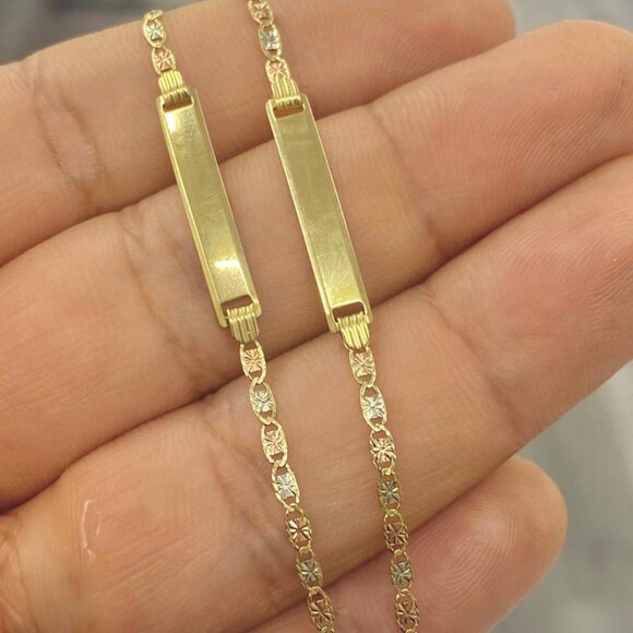 Baby ID Bracelet 5.5 Curb Link Children 10K Gold Real Pulsera Oro Real Bebés - Picture 5 of 7